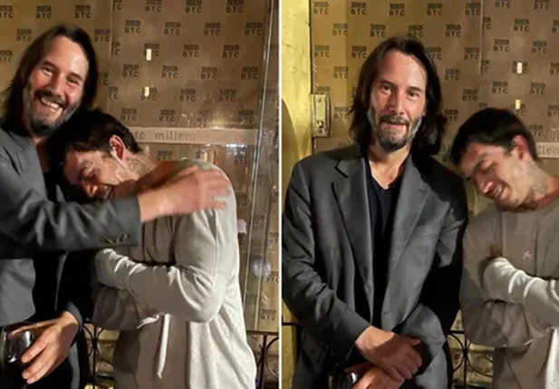 Whindersson Nunes e Keanu Reeves, astro do filme Matrix