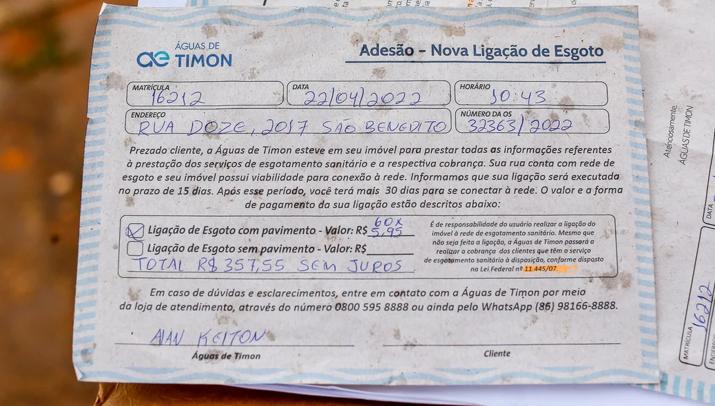 Adesão de nova ligação de esgoto