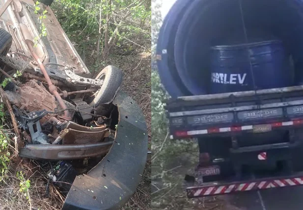 Colisão entre carro e caminhão deixa casal ferido em Campo Maior