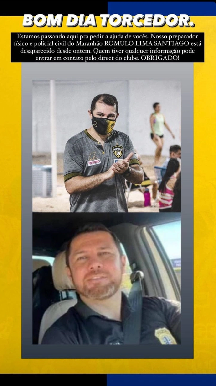 Equipe se dispôs a receber informações para ajudar nas buscas por profissional que atuou na comissão técnica