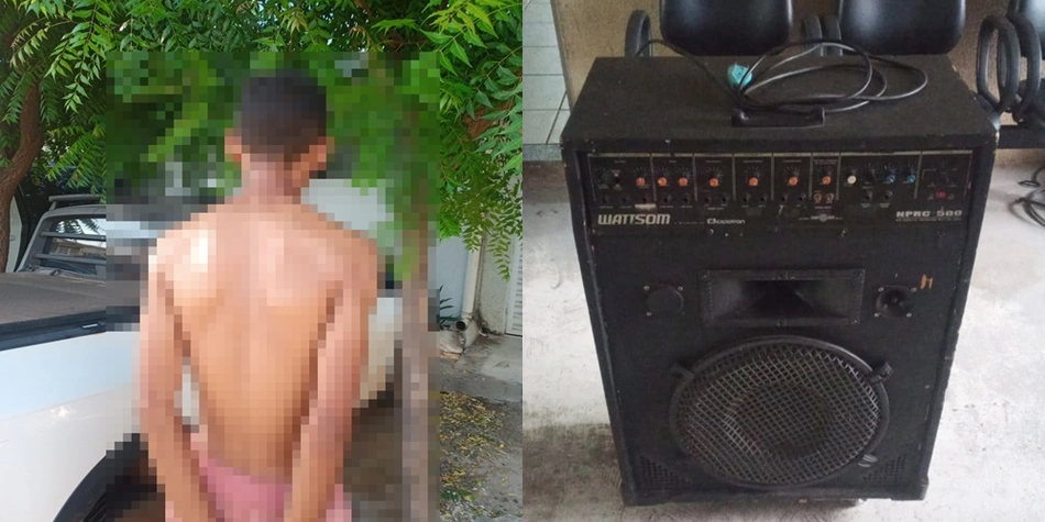 Homem suspeito de furtar caixa de som de igreja