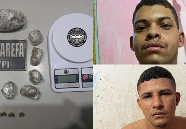 Homens presos e itens apreendidos na Vila da Paz