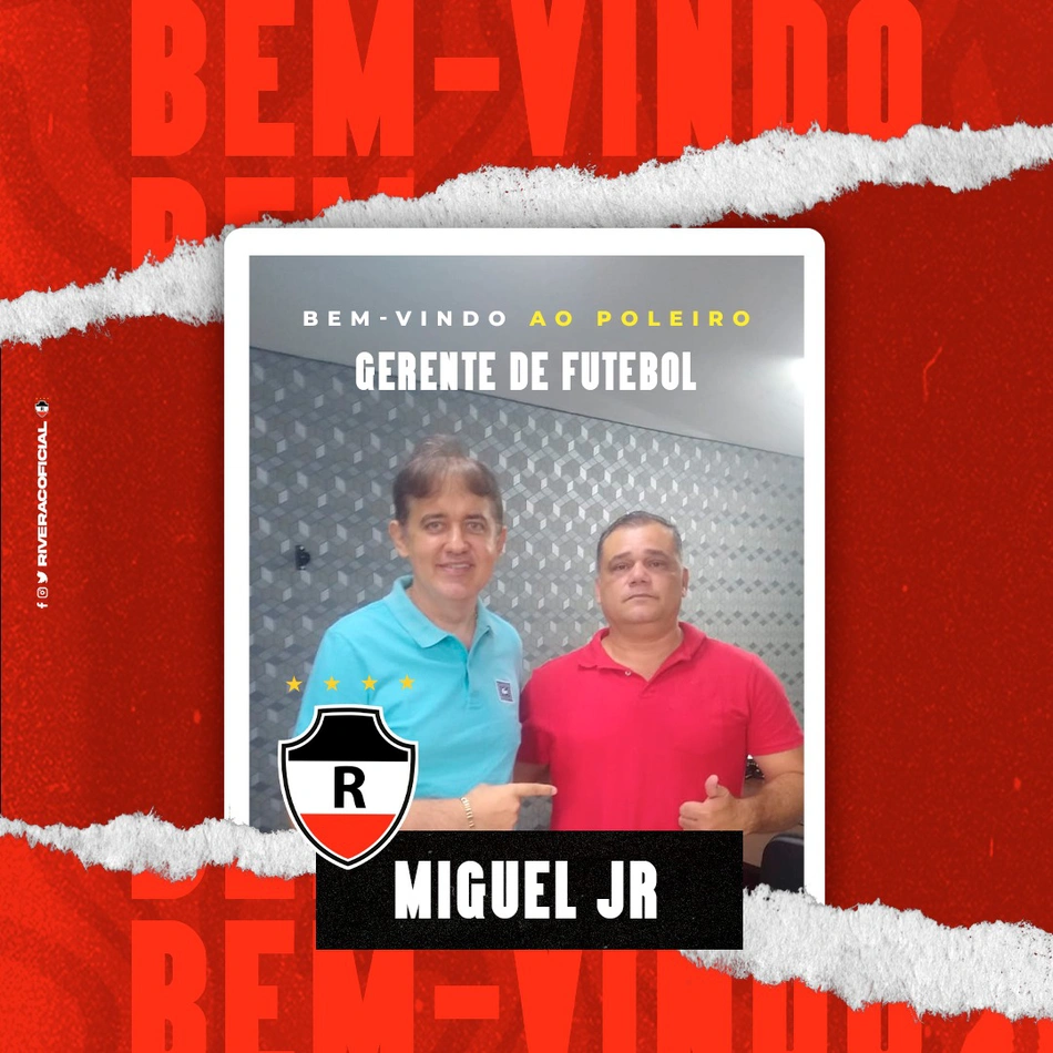 Ítalo Rodrigues, presidente do River, ao lado de Miguel Jr, novo gerente de futebol