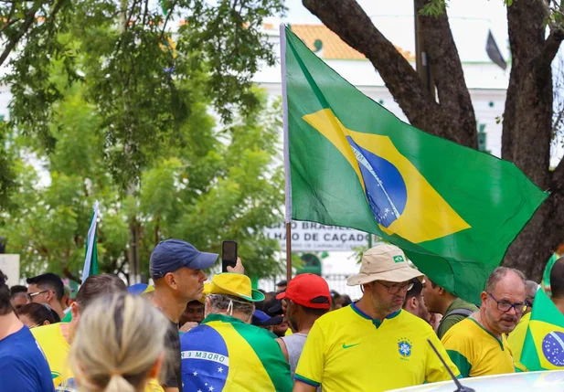 Manifestantes levaram bandeiras