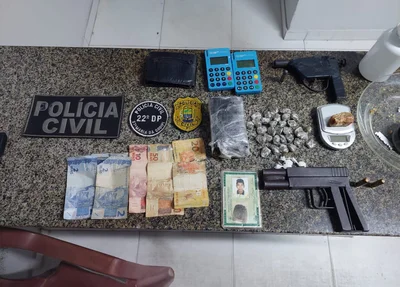 Material encontrado durante as buscas no imóvel
