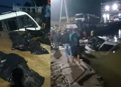 Micro-ônibus caiu de balsa no Pará