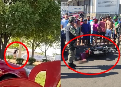 Momento da troca de tiros entre PM e bandido no Tancredo Neves