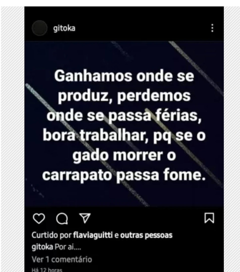 Postagem de Ângela Machado, esposa de Rodolfo Landim e diretoria de Responsabilidade Fiscal do Flamengo