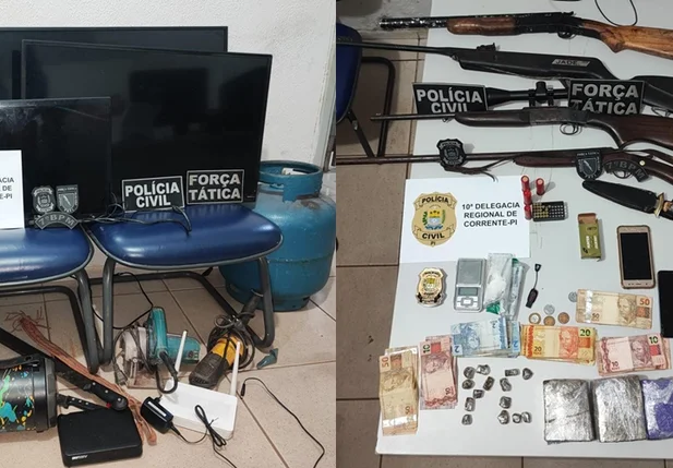 Armas, drogas e objetos roubados apreendidos