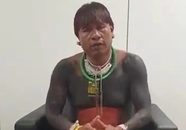Cacique Serere Xavante em vídeo gravado na sede da Polícia Federal (PF)