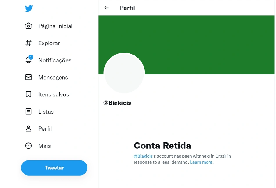 Conta de Bia Kicis foi retida