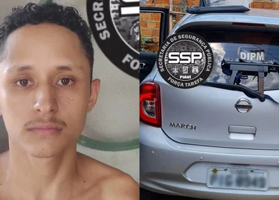 Criminoso preso em Teresina com submetralhadora e carro roubado em Teresina