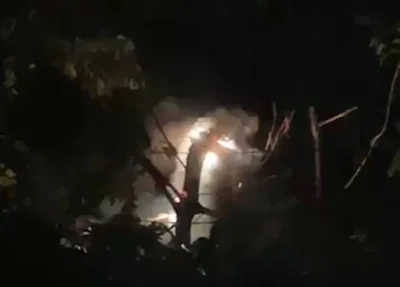 Fios de alta tensão pegam fogo na Usina Santana