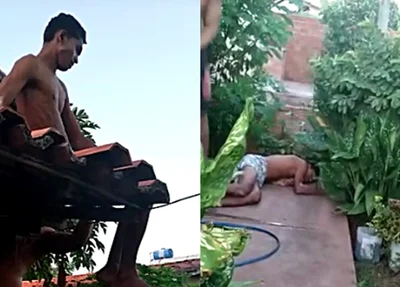 Homem tenta invadir casa e acaba dormindo no telhado em José de Freitas