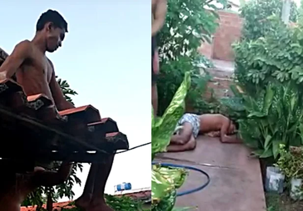 Homem tenta invadir casa e acaba dormindo no telhado em José de Freitas