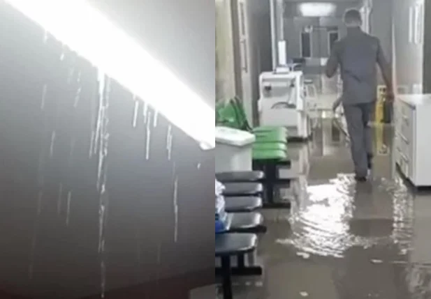 Hospital do Dirceu inundado após fortes chuvas