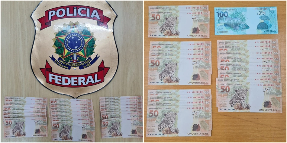 Notas falsas apreendidas pela Polícia Federal