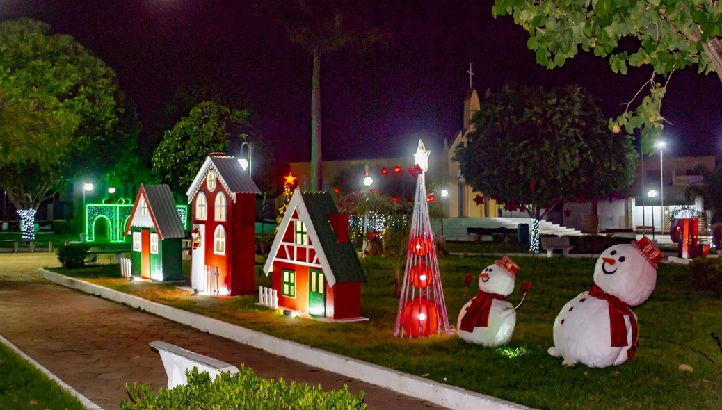 Praça 28 de Dezembro recebe decoração para festas de fim de ano