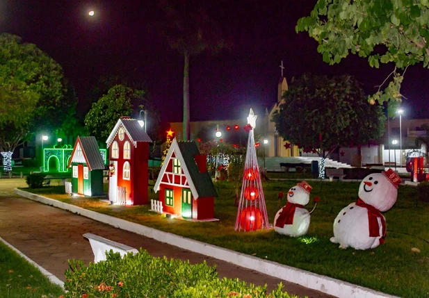 Praça 28 de Dezembro recebe decoração para festas de fim de ano