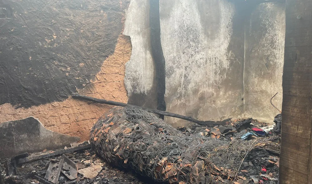 Quarto da vítima, onde o incêndio começou
