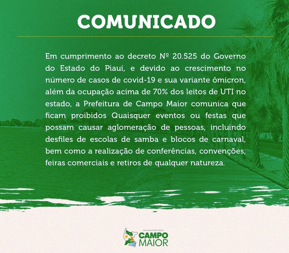 Comunicado da Prefeitura de Campo Maior