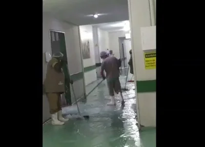 Corredor do Hospital Tibério Nunes alagado