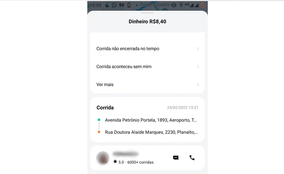 Corrida do aplicativo 99