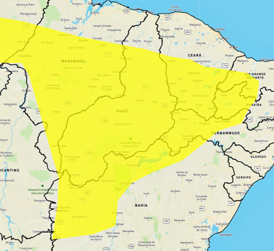 Inmet emite alerta amarelo de chuvas intensas para o Piauí