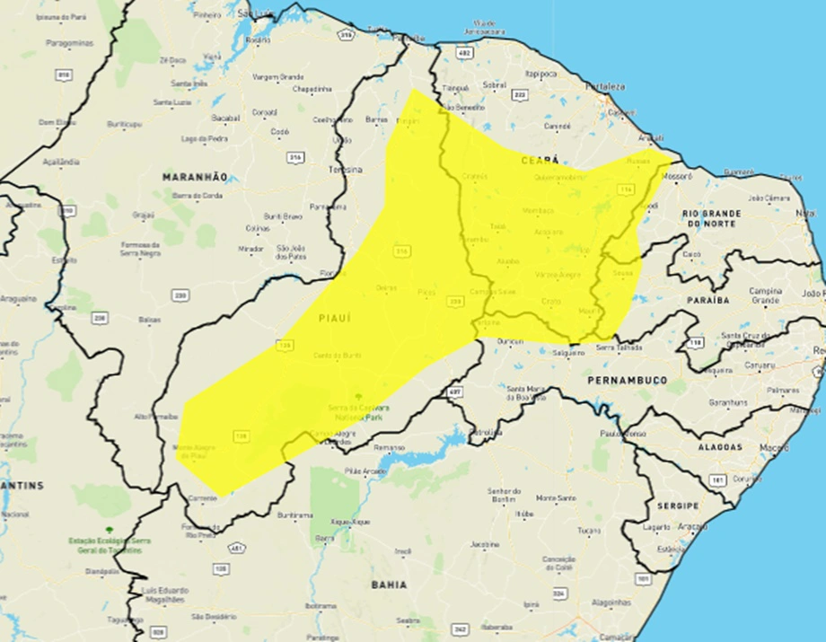 Inmet emite alerta amarelo de chuvas intensas para Teresina