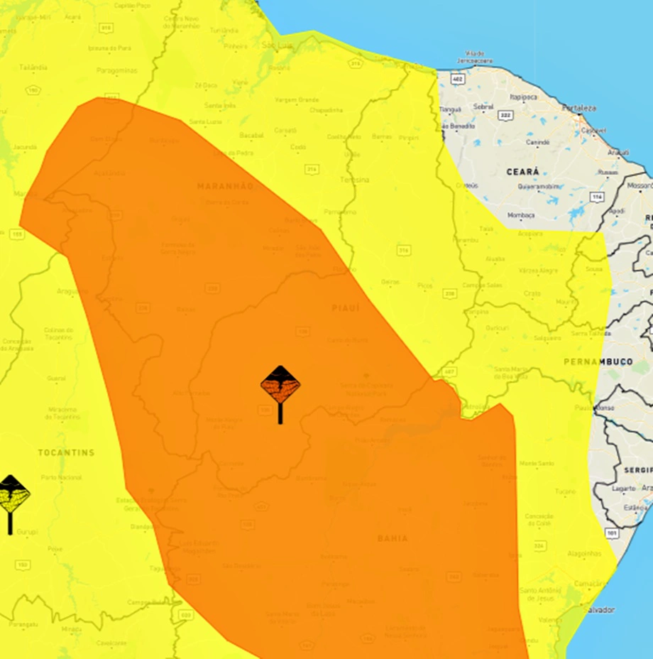 Inmet emite alerta de chuvas intensas para 76 municípios do Piauí