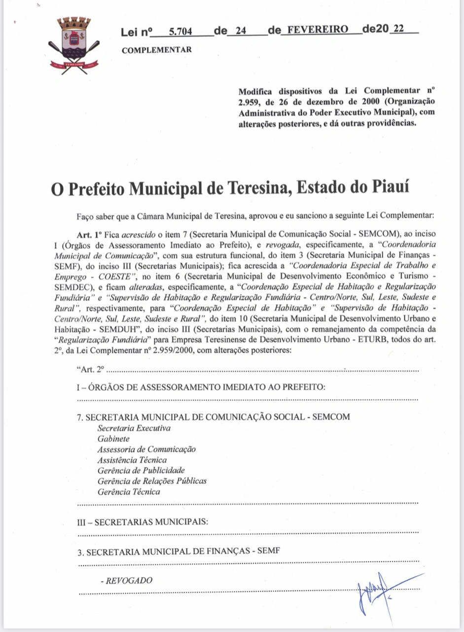 Lei recria a Secretaria Municipal de Comunicação