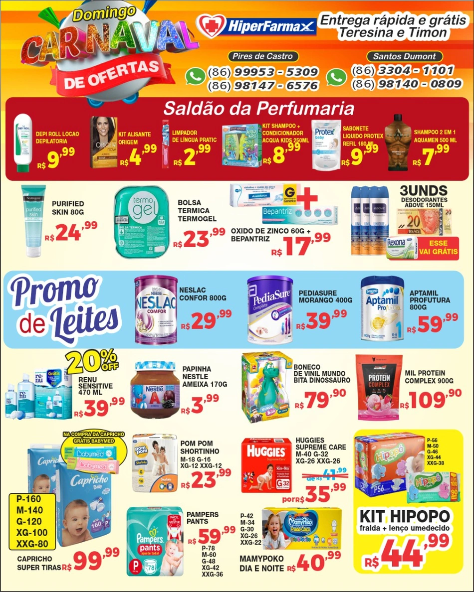 Neste domingo tem Carnaval de ofertas Hiperfarmax