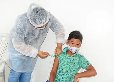 Vacinação infantil na cidade de Joaquim Pires