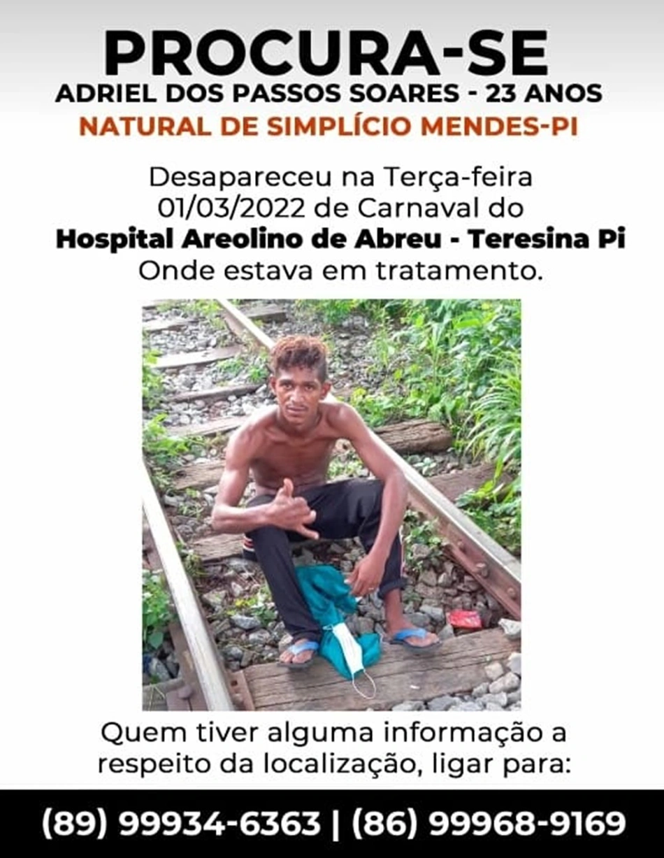 Adriel dos Passos Soares está desaparecido