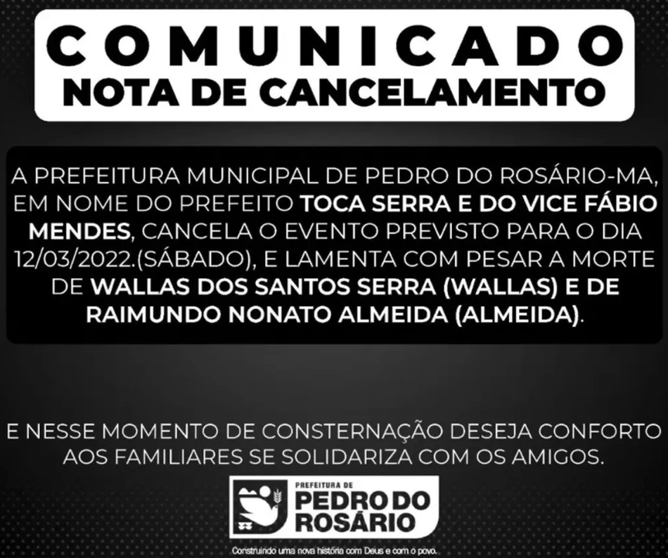Comunicado da prefeitura