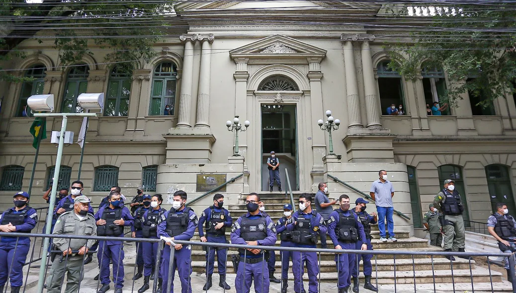 Guarda Municipal durante a manifestação