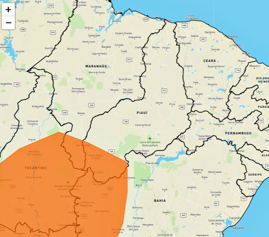 Inmet emite alerta de chuva de granizo para 17 municípios do Piauí