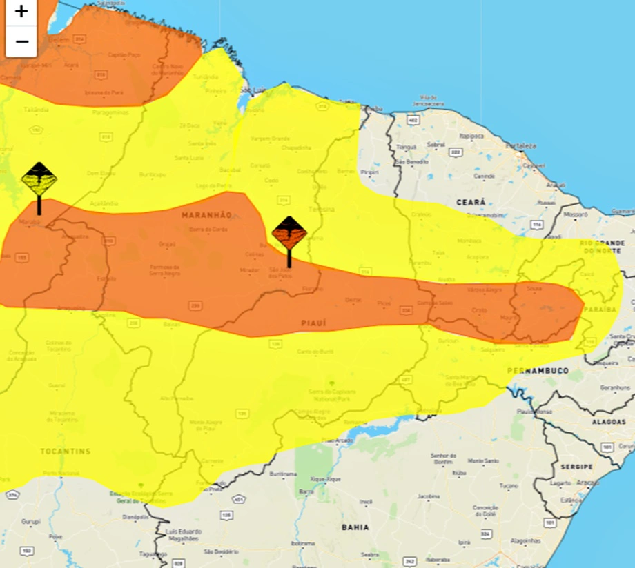 Inmet emite alerta de chuvas intensas para 76 municípios do Piauí