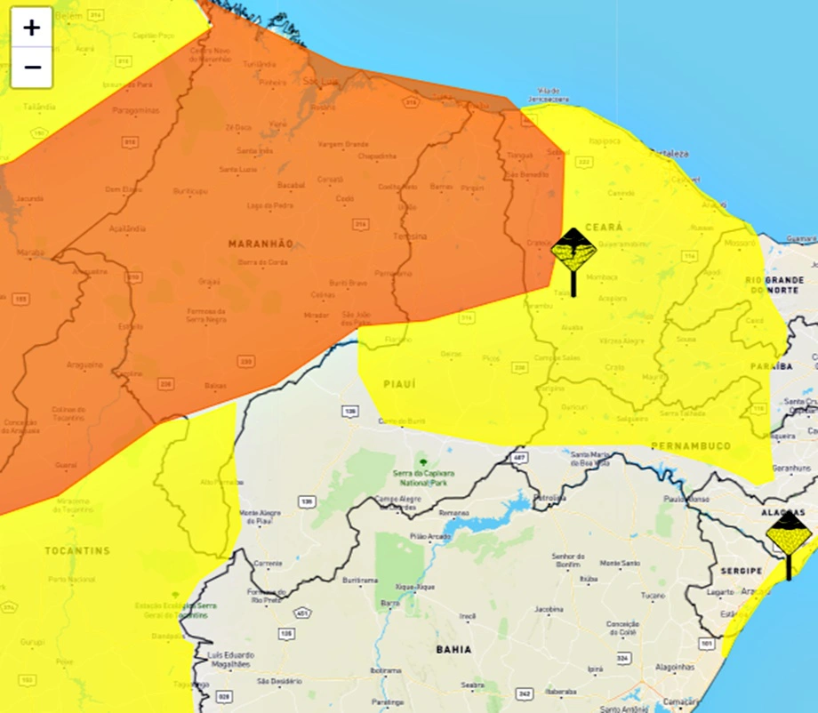 Inmet emite alerta de chuvas intensas para 92 municípios do Piauí