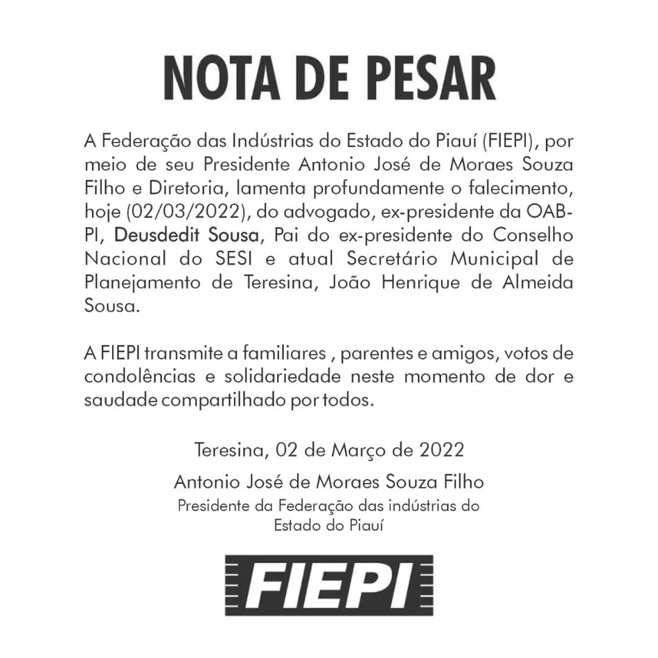 Nota da FIEPI