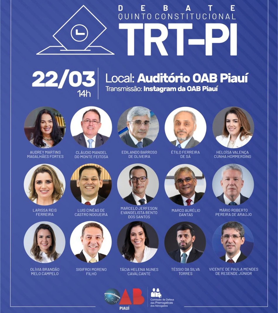 O debate vai ocorrer no dia 22 de março