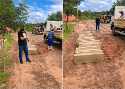 Obras de calçamento em Piripiri