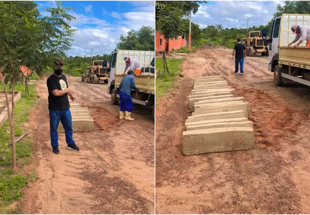 Obras de calçamento em Piripiri
