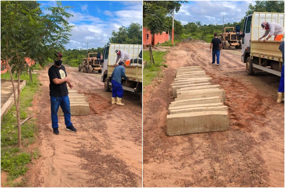 Obras de calçamento em Piripiri