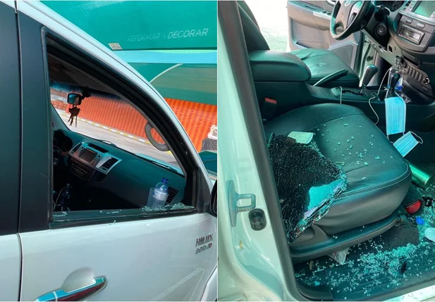 Carro da servidora pública Andressa Maria após ação dos criminosos