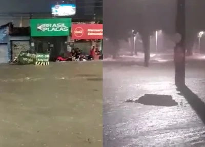 Chuva em Teresina provoca alagamentos na zona leste