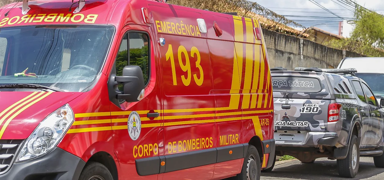 Corpo de Bombeiros e Polícia Militar no local que ocorreu a fatalidade
