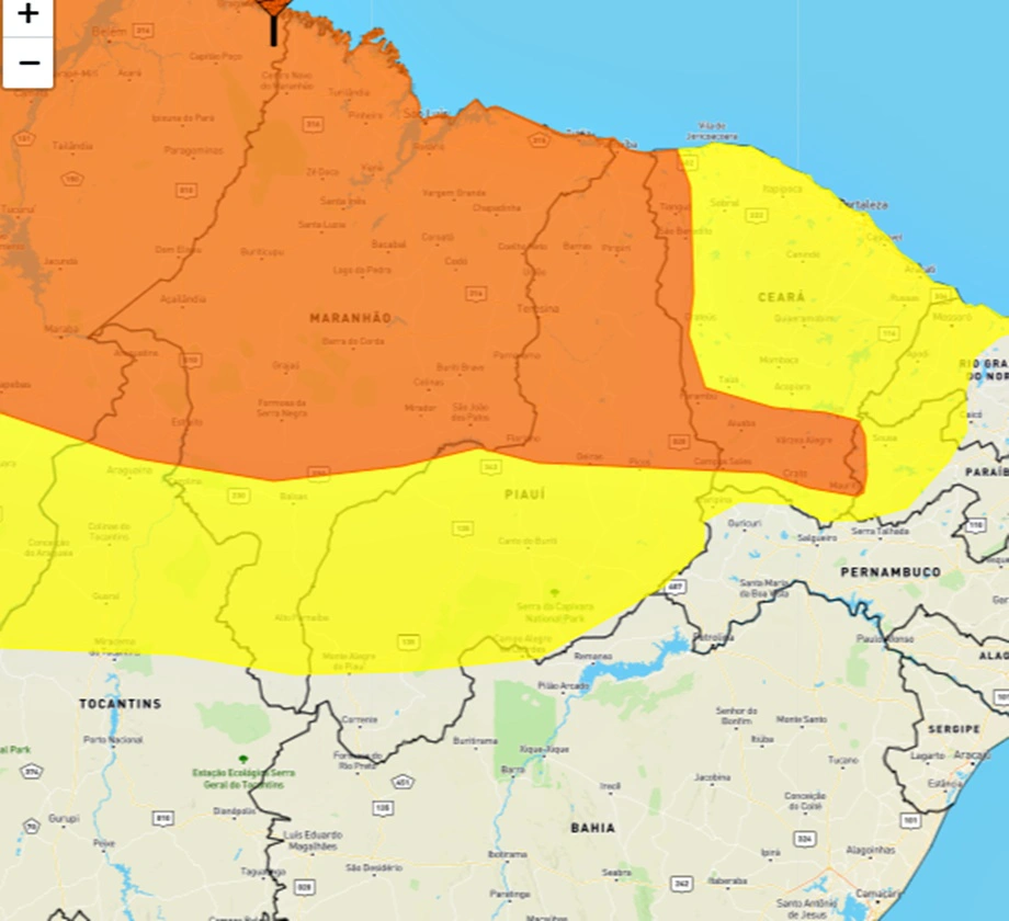 Inmet emite alerta de chuvas intensas para 124 municípios do Piauí