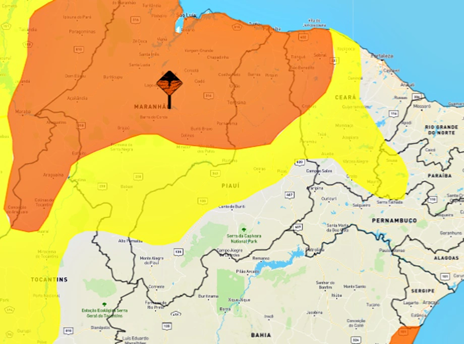 Inmet emite alerta de chuvas intensas para 84 cidades do Piauí