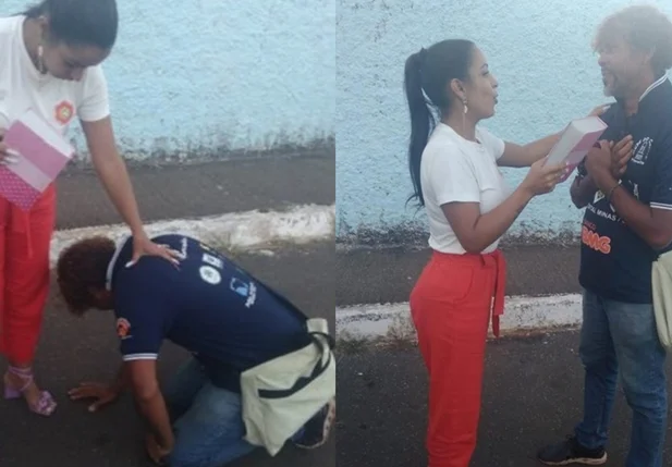 Mulher e ex-morador de rua Givaldo Alves